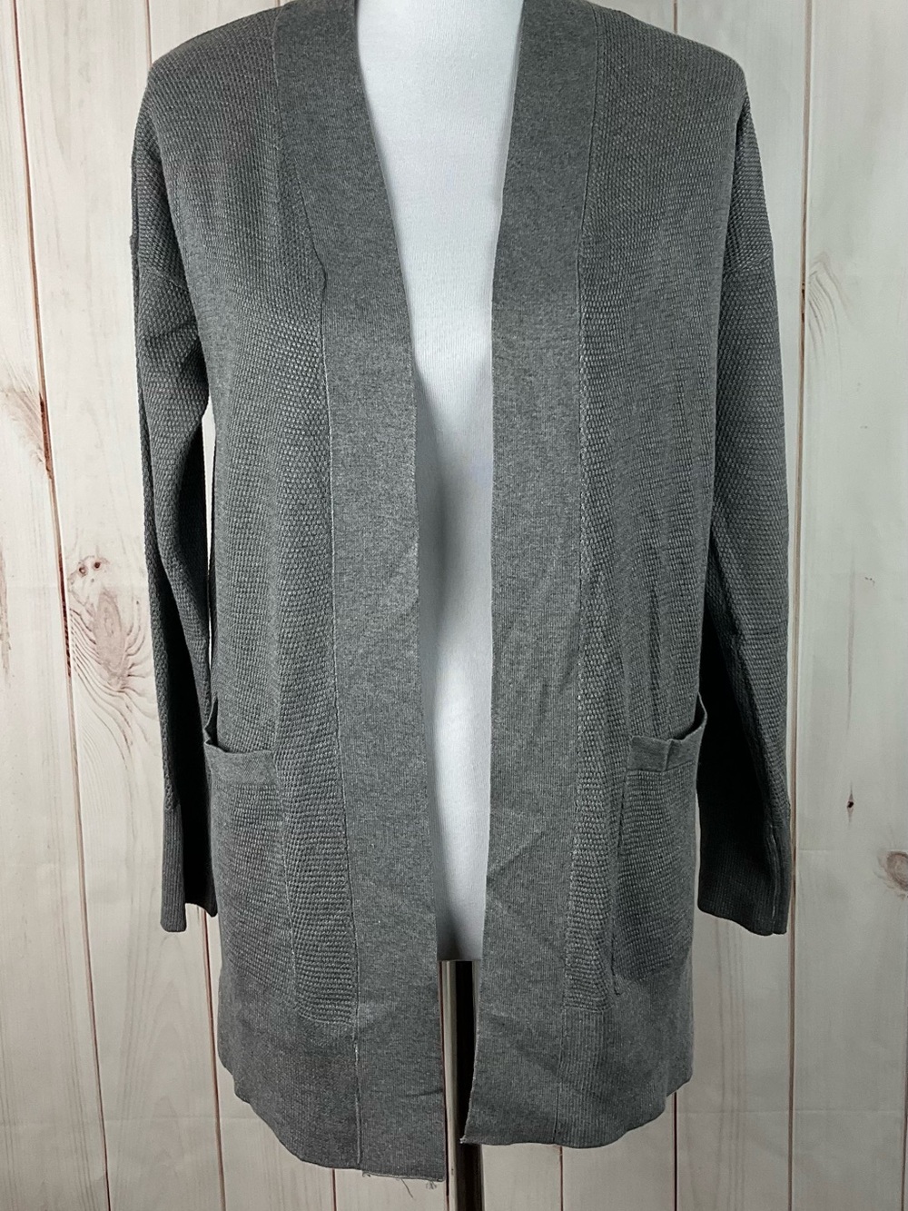 Pink Rose Women's Gray Open Front Long Sleeve Cardigan Sweater Size S NWT
